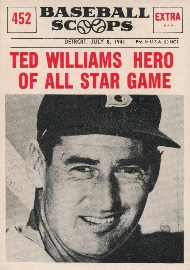 1961 Nu-Card Baseball Scoops Ted Williams Hero of All-Star Game #452 Baseball Card