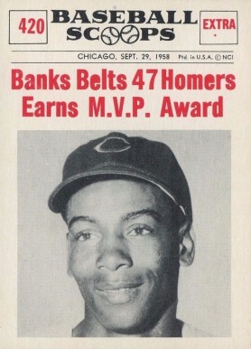 1961 Nu-Card Baseball Scoops Banks Belts 47 Homers, Earns MVP Honors #420 Baseball Card