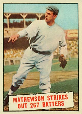 1961 Topps Mathewson Strikes Out 267 Batters #408 Baseball Card