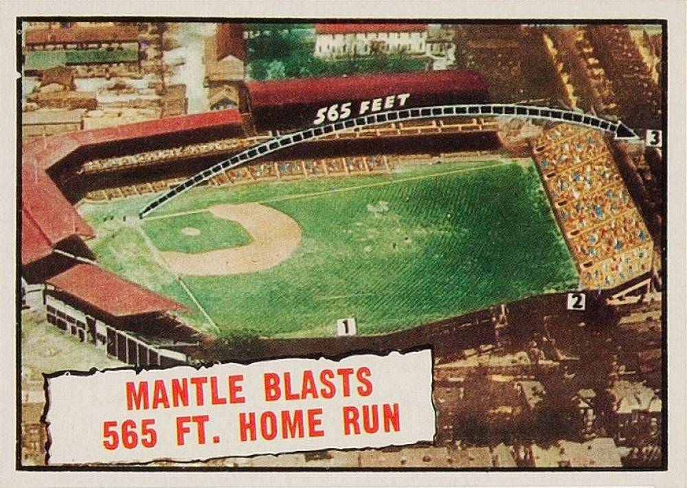 1961 Topps Mantle Blasts 565 ft. Home Run #406 Baseball Card