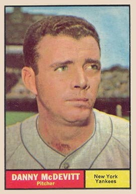 1961 Topps Danny McDevitt #349 Baseball Card