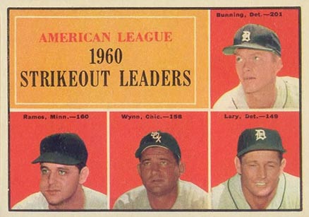 1961 Topps A.L. Strikeout Leaders #50 Baseball Card