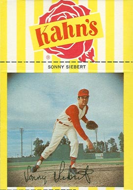 1966 Kahn's Wieners Sonny Siebert #28 Baseball Card