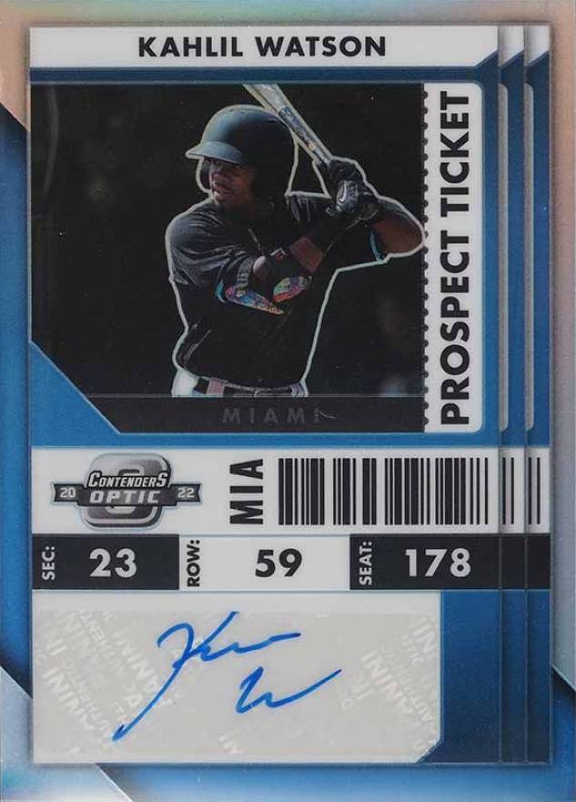 2022 Panini Chronicles Contenders Optic Prospect Ticket Autographs Kahlil Watson #PTOKW Baseball Card