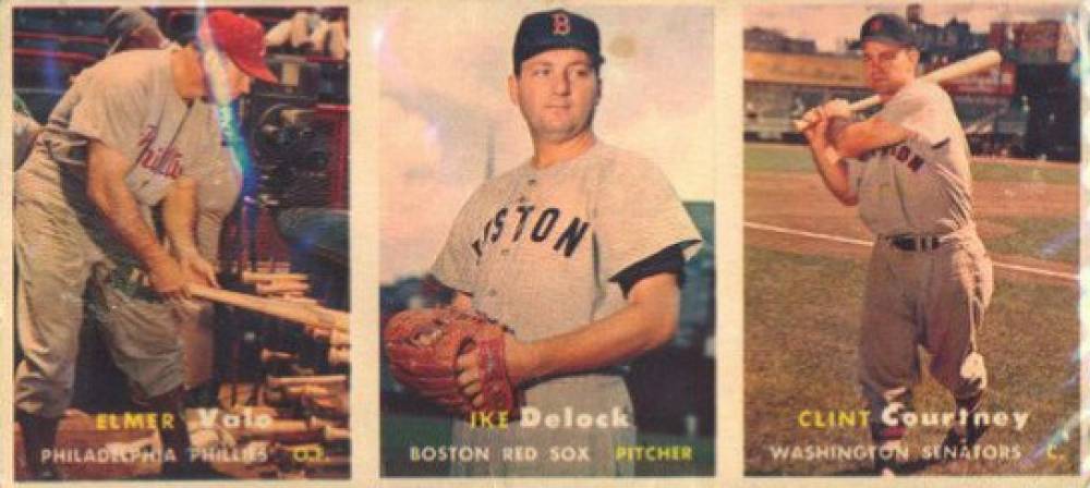 1957 Topps Salesman Panel Valo/Delock/Courtney # Baseball Card