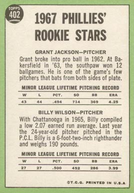 1967 Topps Phillies Rookies #402b Baseball Card