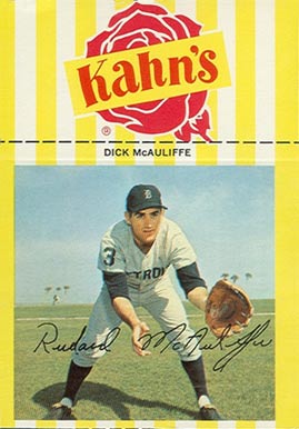 1968 Kahn's Wieners Dick McAuliffe #71 Baseball Card