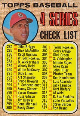 1968 Topps 4th Series Checklist (284-370) #278b Baseball Card