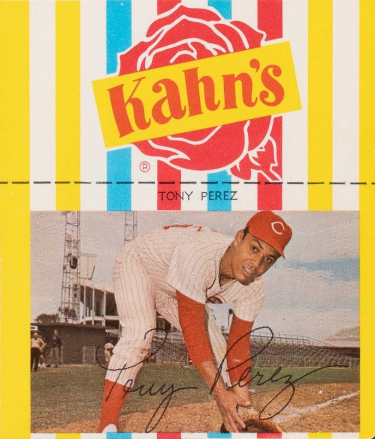 1969 Kahn's Wieners Tony Perez # Baseball Card
