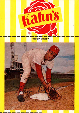 1969 Kahn's Wieners Tony Perez # Baseball Card