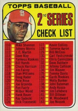 1969 Topps 2nd Series Checklist (110-218) #107a Baseball Card