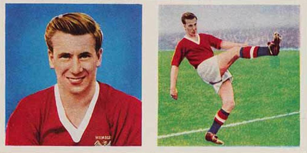 1958 Chix Confectionery Footballers Portrait & Action Bobby Charlton #23 Soccer Card