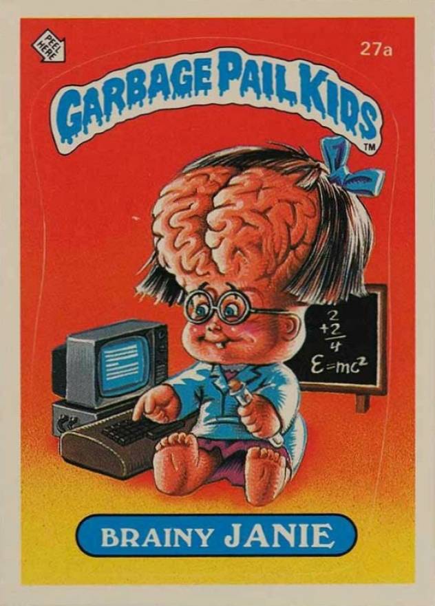 1985 Garbage Pail Kids Stickers Brainy Janie #27a Non-Sports Card