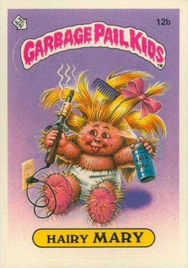 1985 Garbage Pail Kids Stickers Hairy Mary #12b Non-Sports Card