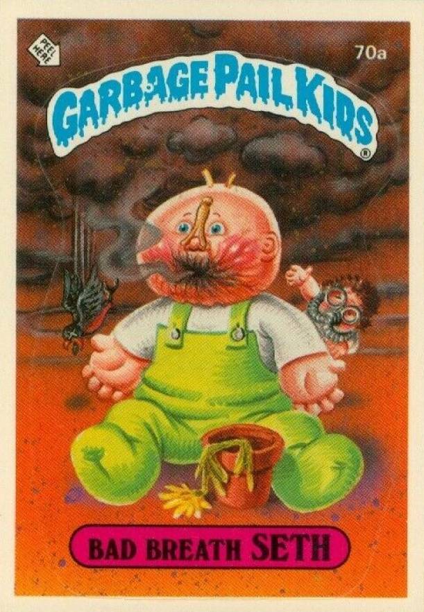 1985 Garbage Pail Kids Stickers Bad Breath Seth #70a Non-Sports Card
