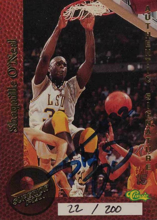 1995 Superior Pix Autograph Shaquille O'Neal # Basketball Card