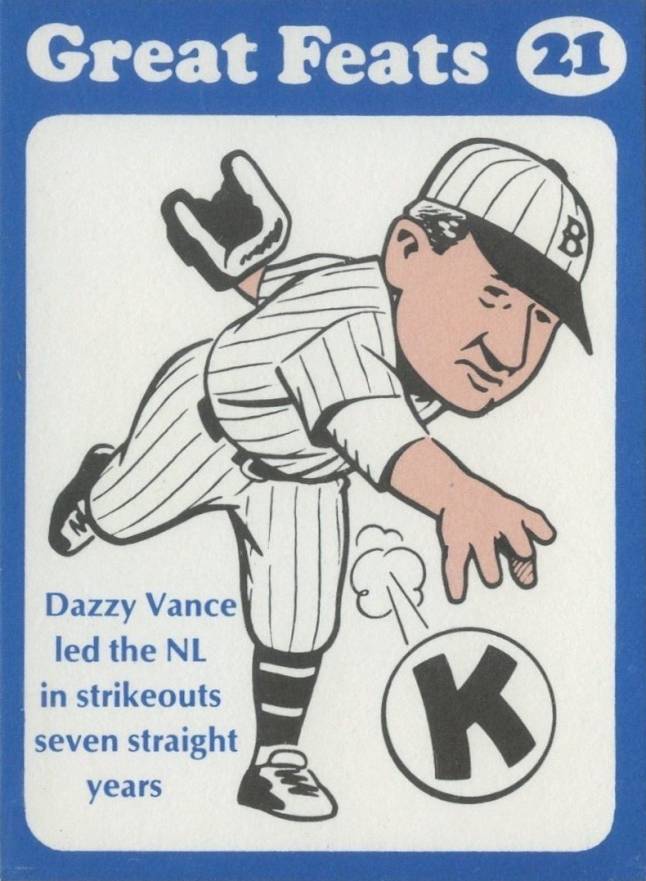 1972 Laughlin Great Feats Dazzy Vance #21 Baseball Card