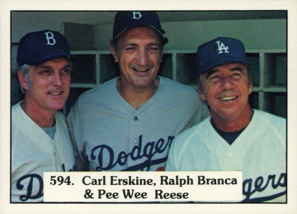 1975 SSPC CarlErskine, Ralph Branca & Pee Wee Reese #594 Baseball Card