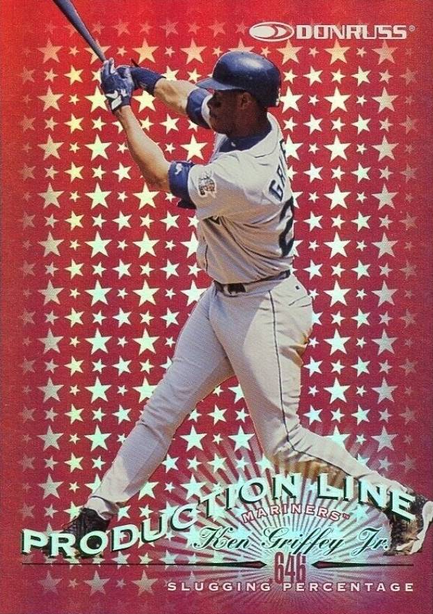 1998 Donruss Production Line Slugging Ken Griffey Jr. #2 Baseball Card