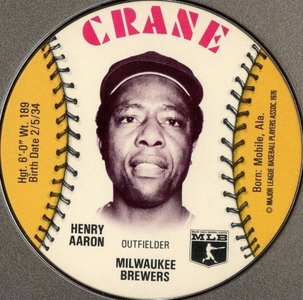 1976 Crane Potato Chips Discs Hank Aaron # Baseball Card