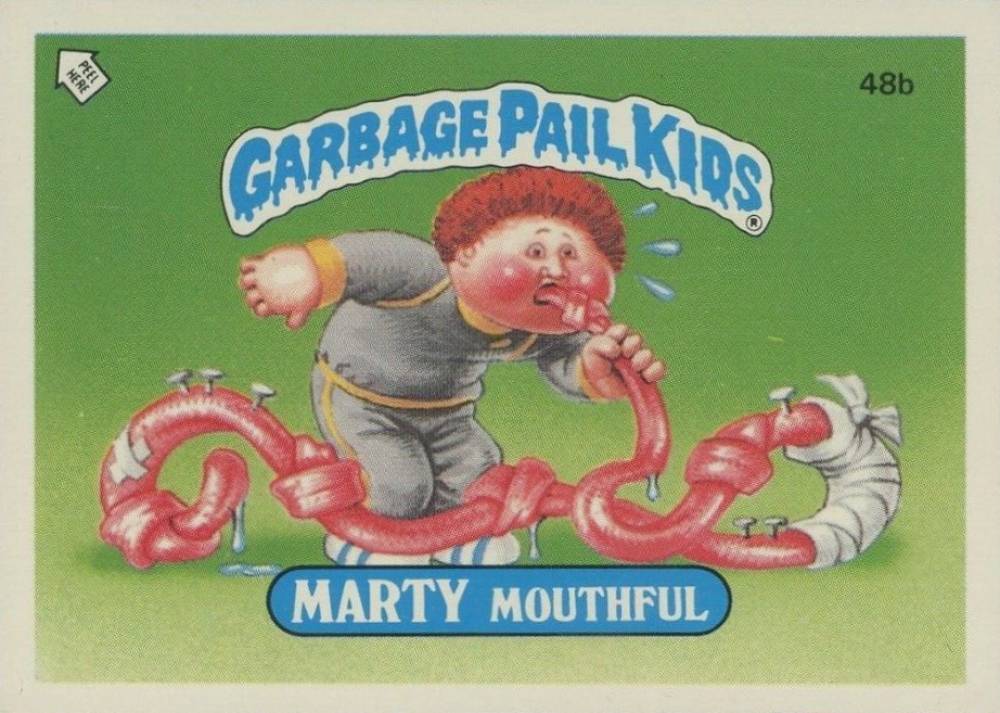 1986 Garbage Pail Kids Stickers-U.K. Minis Marty Mouthful #48b Non-Sports Card