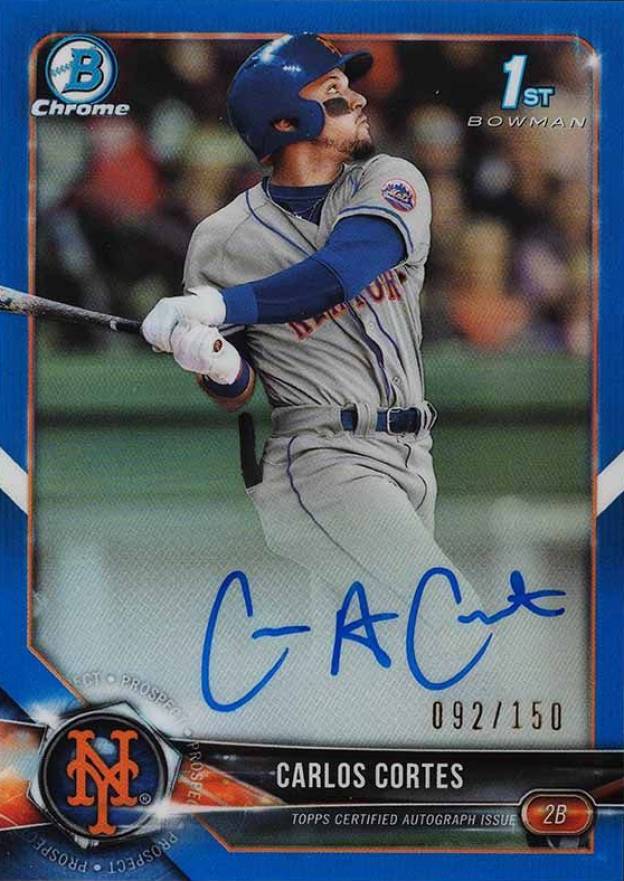 2018 Bowman Draft Chrome Draft Picks Autographs Carlos Cortes #CDACC Baseball Card