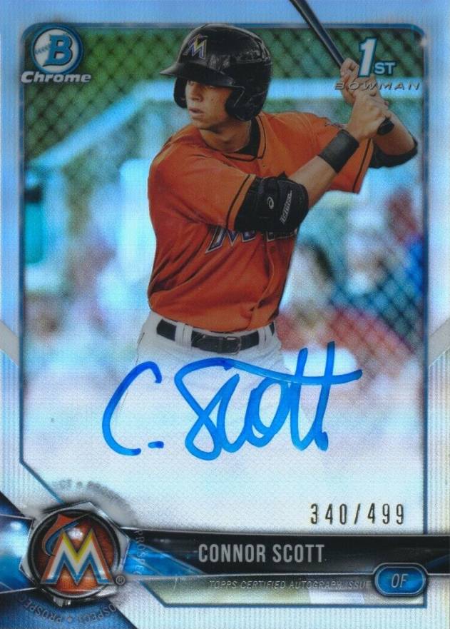 2018 Bowman Draft Chrome Draft Picks Autographs Connor Scott #CDACSC Baseball Card