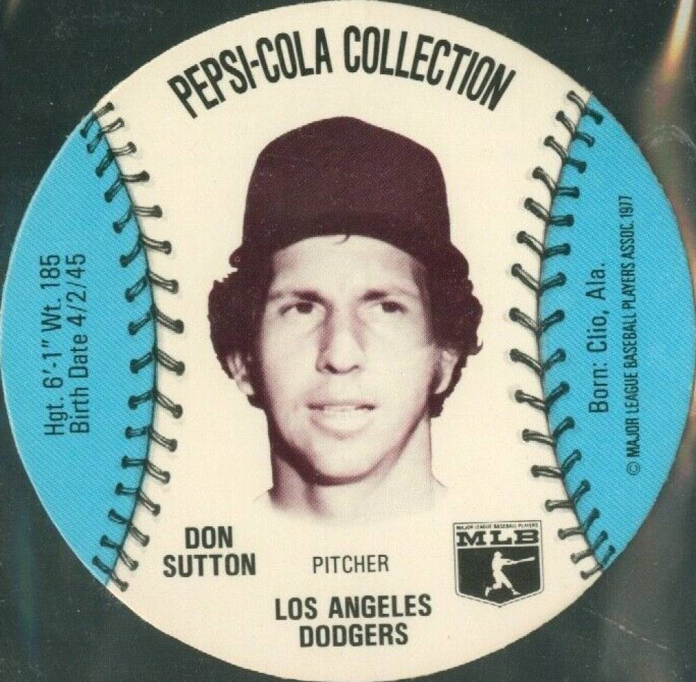1977 Pepsi-Cola Baseball Stars Discs Don Sutton # Baseball Card