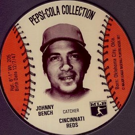 1977 Pepsi-Cola Baseball Stars Discs Johnny Bench # Baseball Card