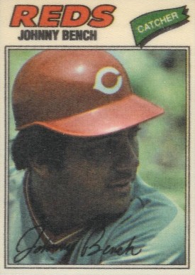 1977 Topps Cloth Stickers Johnny Bench #3 Baseball Card