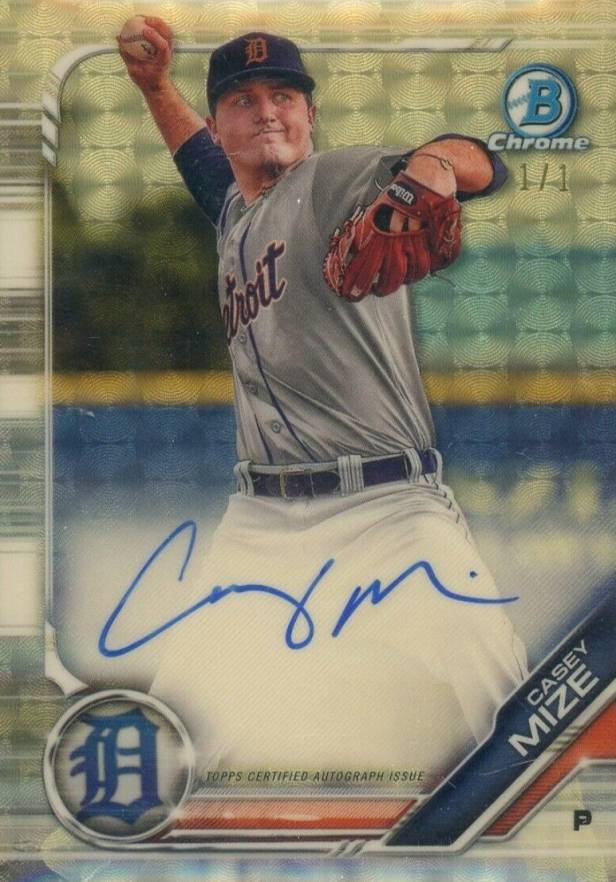2019 Bowman Prospect Autographs Chrome Casey Mize #CM Baseball Card