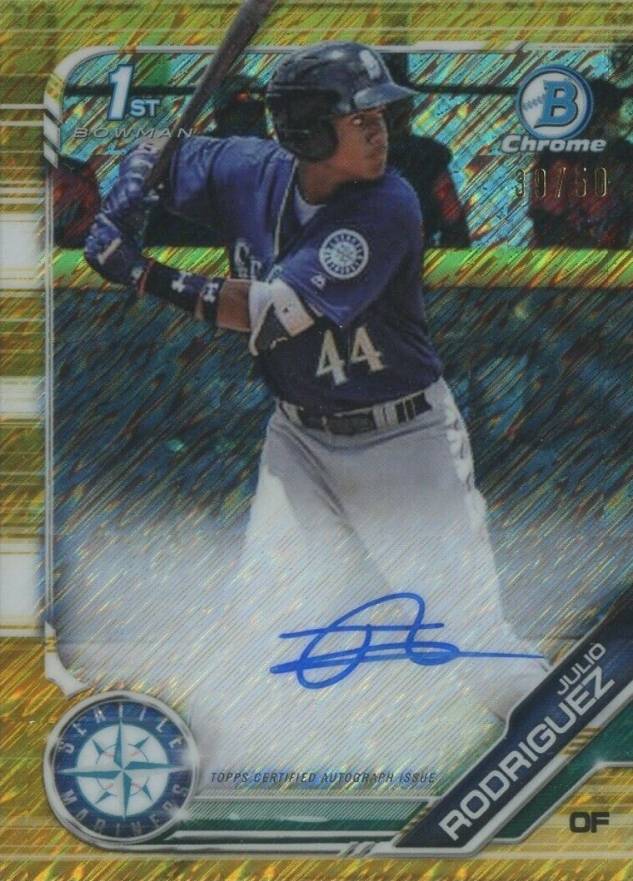 2019 Bowman Prospect Autographs Chrome Julio Rodriguez #JRO Baseball Card