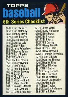 1971 Topps 6th Series Checklist (644-752) #619NC Baseball Card