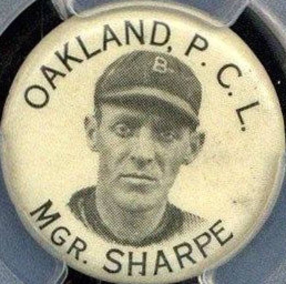 1912 PM5 Whitehead & Hoag P.C.L. Pins Bud Sharpe # Baseball Card
