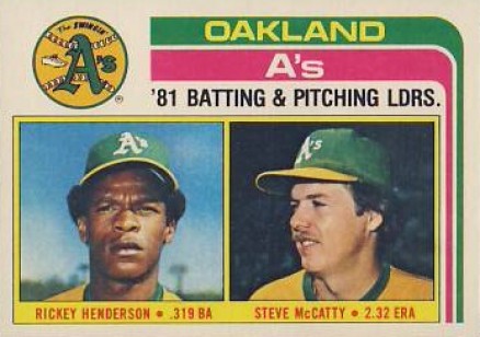 1982 Topps Henderson/McCatty #156 Baseball Card