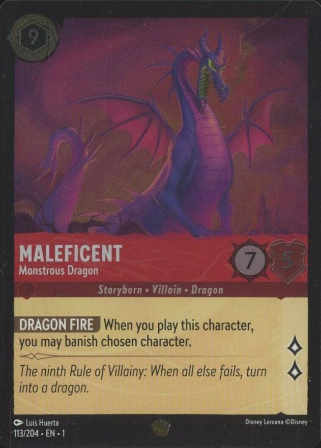2023 Disney Lorcana EN 1-the First Chapter Maleficent - Monstrous Dragon #113 Non-Sports Card