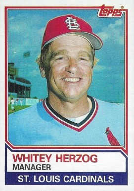 1983 Topps Whitey Herzog #186 Baseball Card