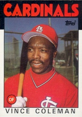 Vince Coleman ROOKIE CARD 1986 Fleer Baseball CARDINALI card. 