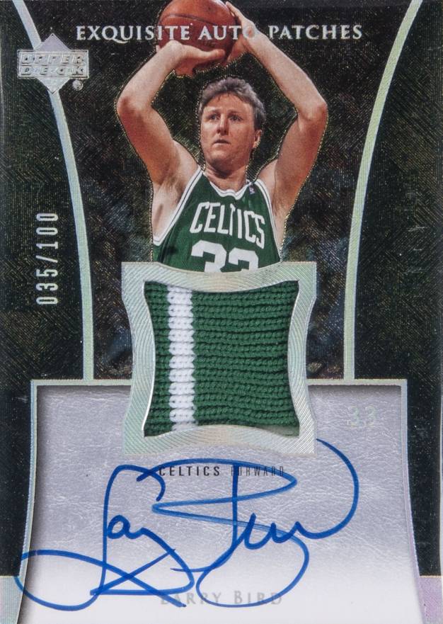 2004 UD Exquisite Collection Autograph Patches Larry Bird #AP-LB Basketball Card