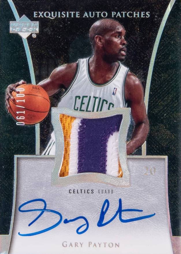 2004 UD Exquisite Collection Autograph Patches Gary Payton #AP-GP Basketball Card