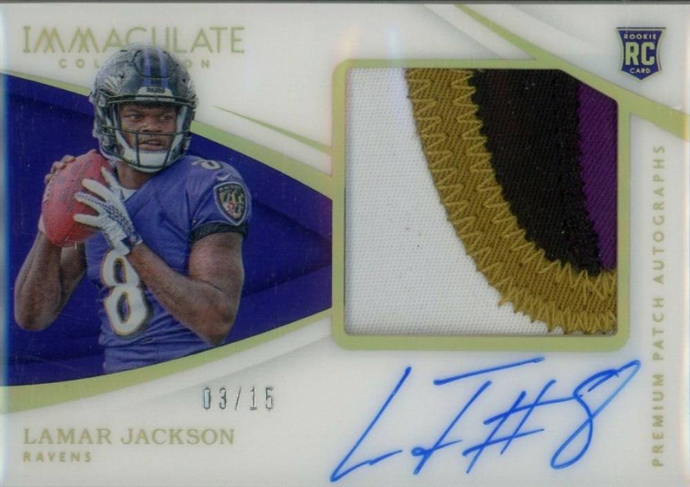 2018 Panini Immaculate Collection Premium Patch Rookie Autographs  Lamar Jackson #PRLJ Football Card