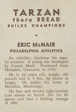 1933 Tarzan Bread Eric McNair # Baseball Card