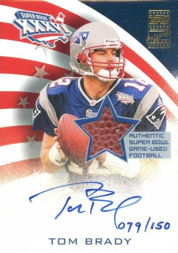 2002 Topps Super Bowl Game-Used Relic Autograph Tom Brady #SBMVP Football Card