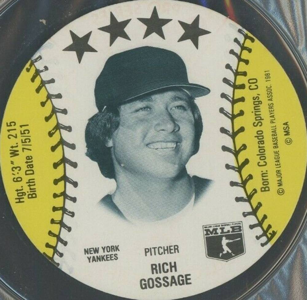 1982 On Deck Cookies Discs  Rich Gossage # Baseball Card
