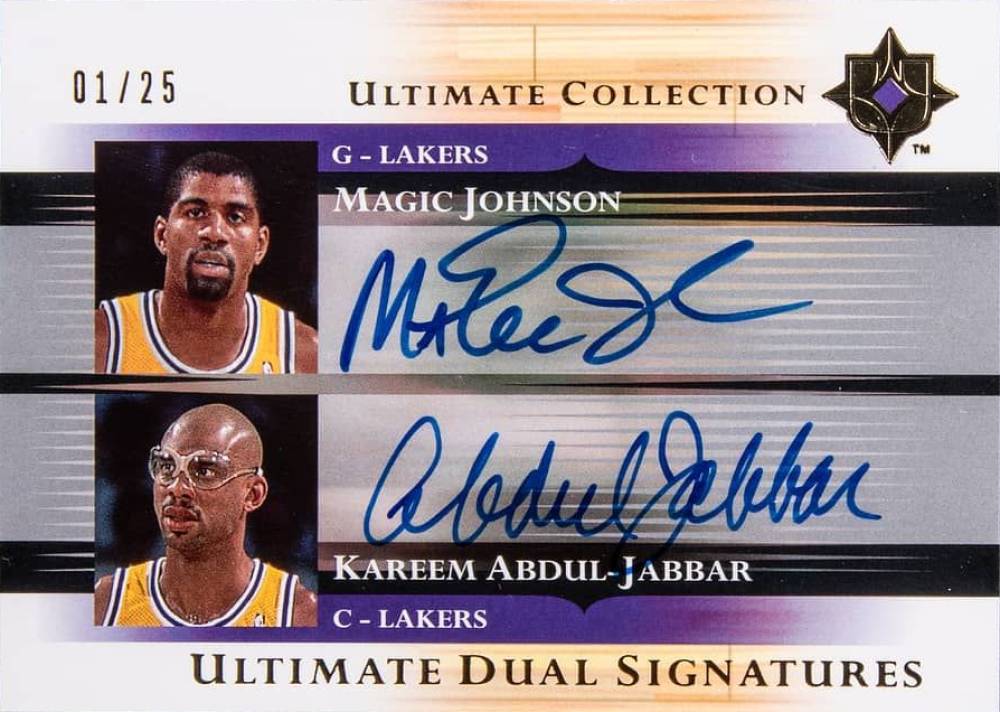 2005 Ultimate Collection Ultimate Dual Signatures Abdul-Jabbar/Johnson #DS-JA Basketball Card