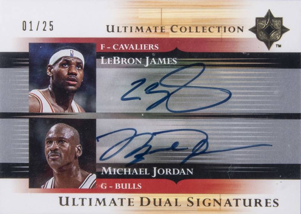 2005 Ultimate Collection Ultimate Dual Signatures LeBron James/Michael Jordan #DS-JJ Basketball Card