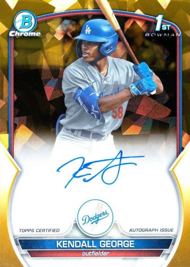 2023 Bowman Draft Sapphire Edition Chrome Prospect Autographs Kendall George #CDAKG Baseball Card