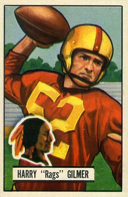 1951 Bowman Harry "Rags" Gilmer #72 Football Card