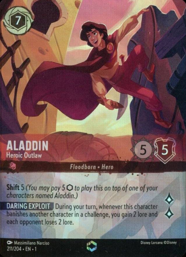 2023 Disney Lorcana French FR 1-the First Chapter Aladdin - Heroic Outlaw #211 Non-Sports Card