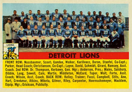 1956 Topps Detroit Lions #92 Football Card